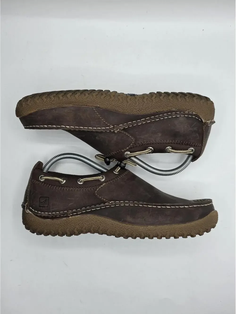 Sperry Top-Sider Mens 7.5 M Brown Leather Faux Fur Lined Boat Moccasin Shoes